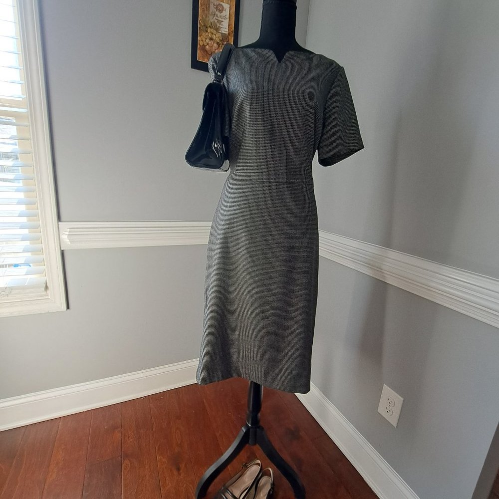 Anne Taylor size 14 dress checked black and white never worn with tags new